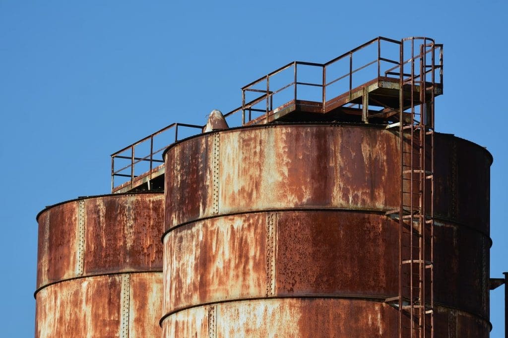 Storage Tanks Ready for Tank Repair With External Wrap