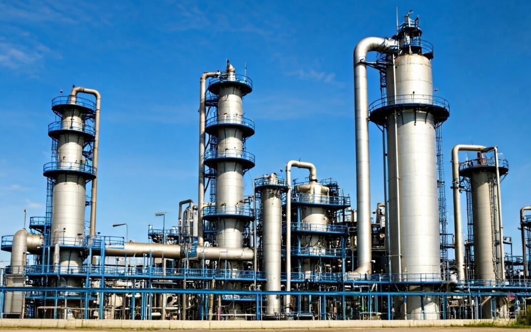 Chemical plant with large storage tanks with Trowel applied linings for chemical containment