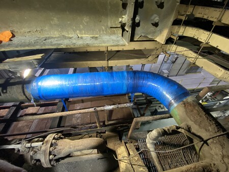After industrial repair showing restored equipment following rehabilitation and protective repair work