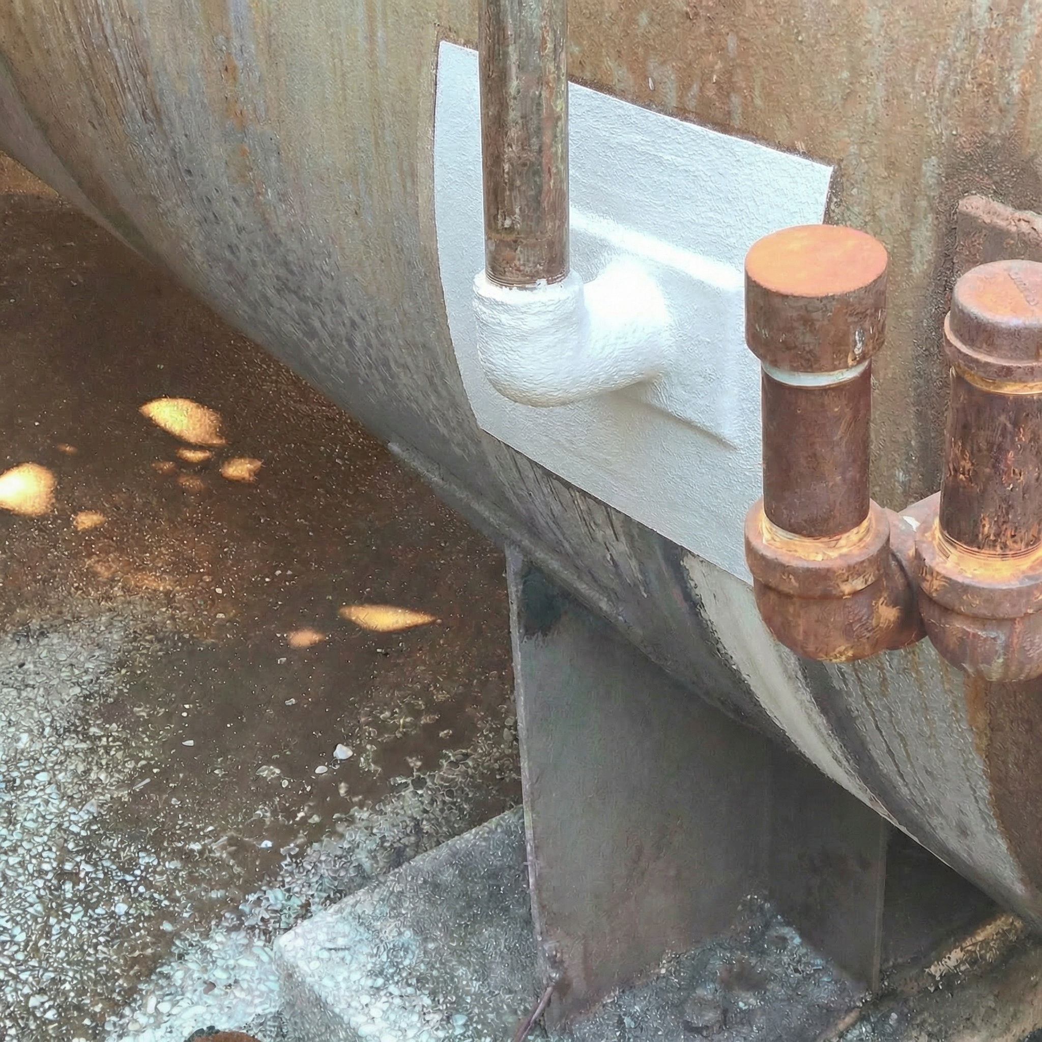 Industrial tank after repair with applied lining restoring surface protection