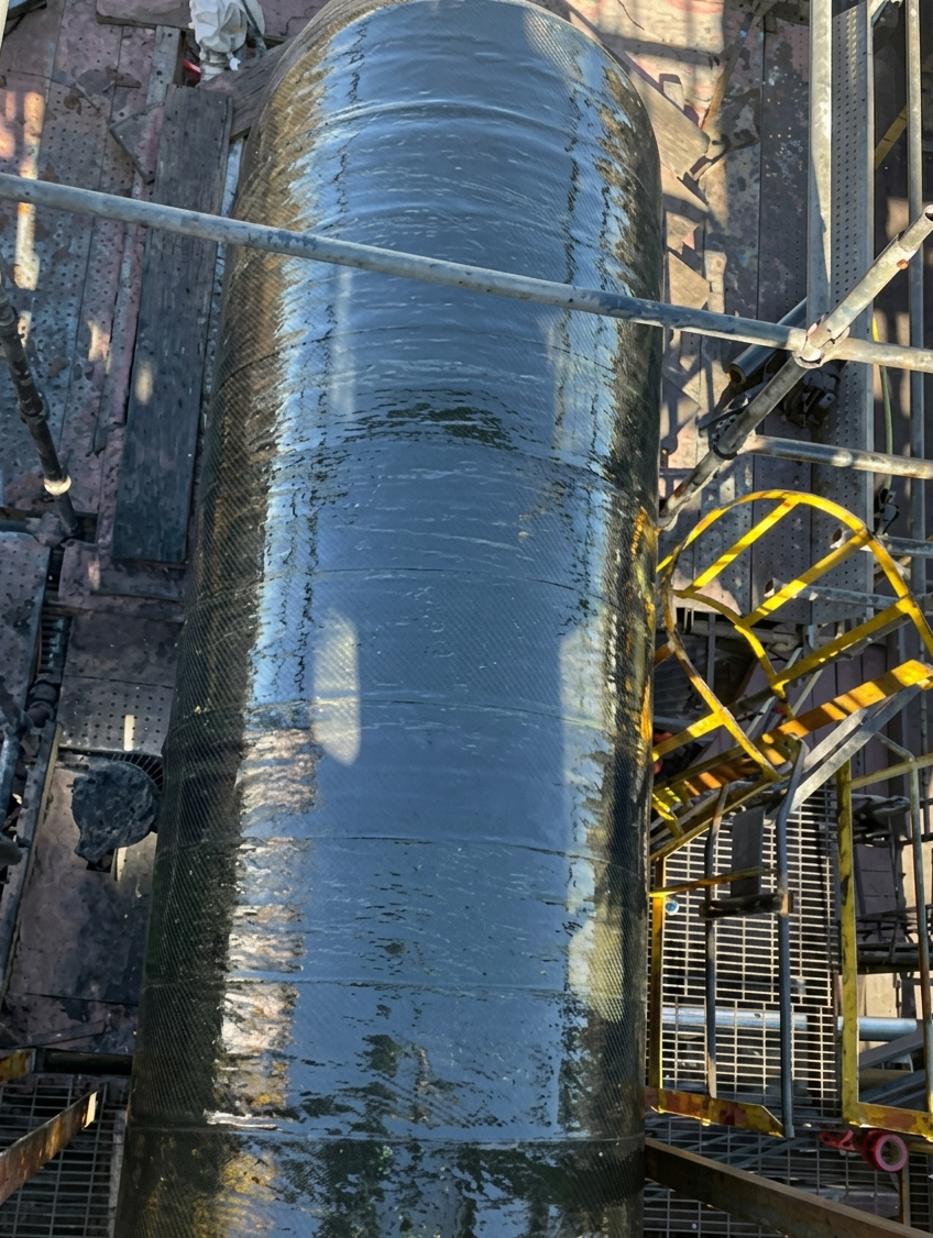 Industrial piping restored with composite repair