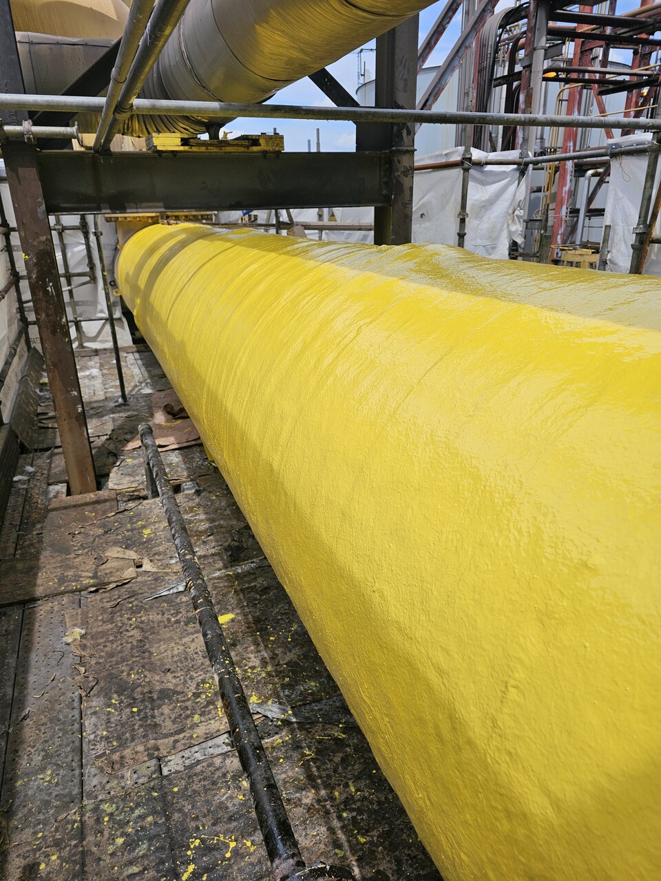 After industrial repair showing restored equipment following composite reinforcement and rehabilitation
