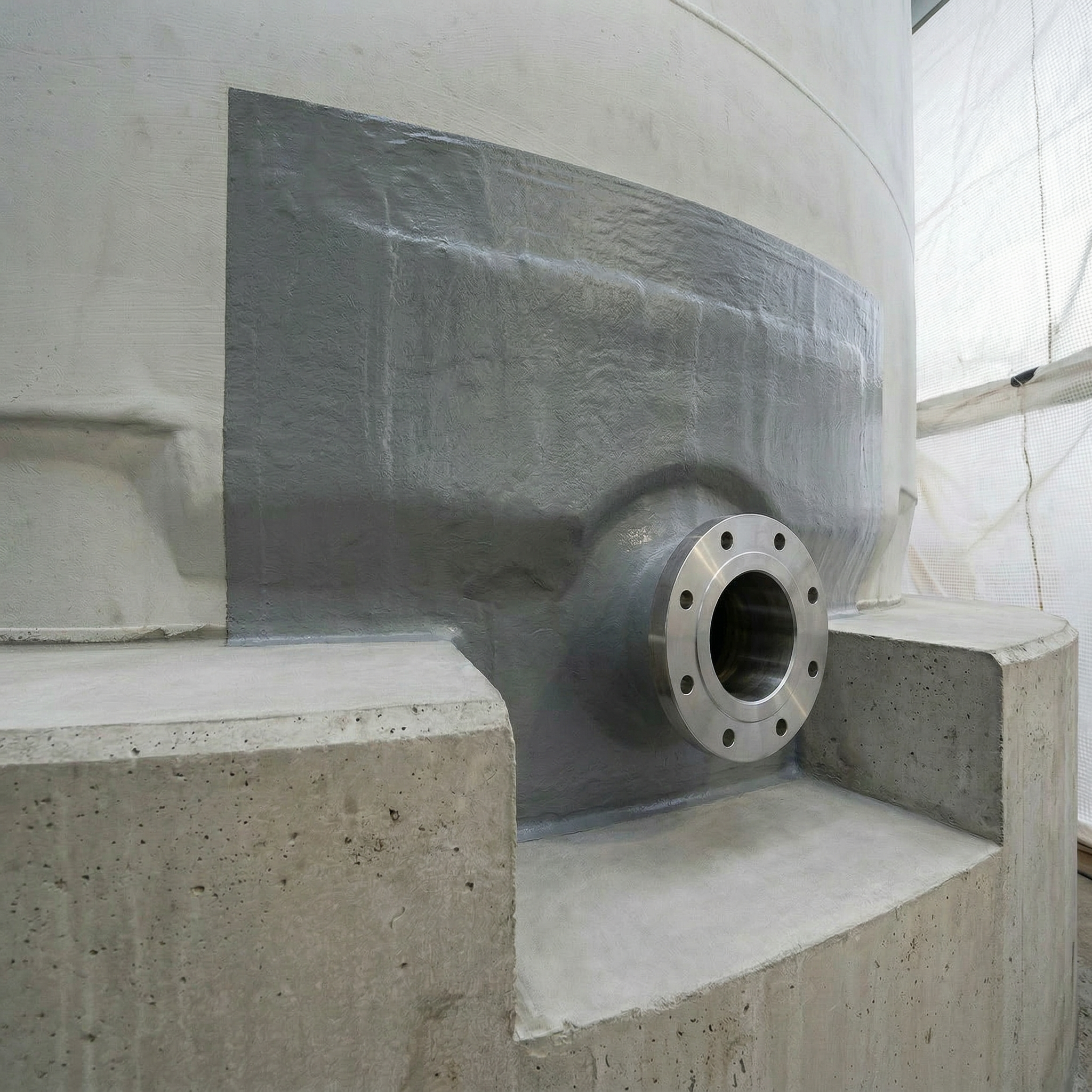 Industrial tank after rehabilitation and relining