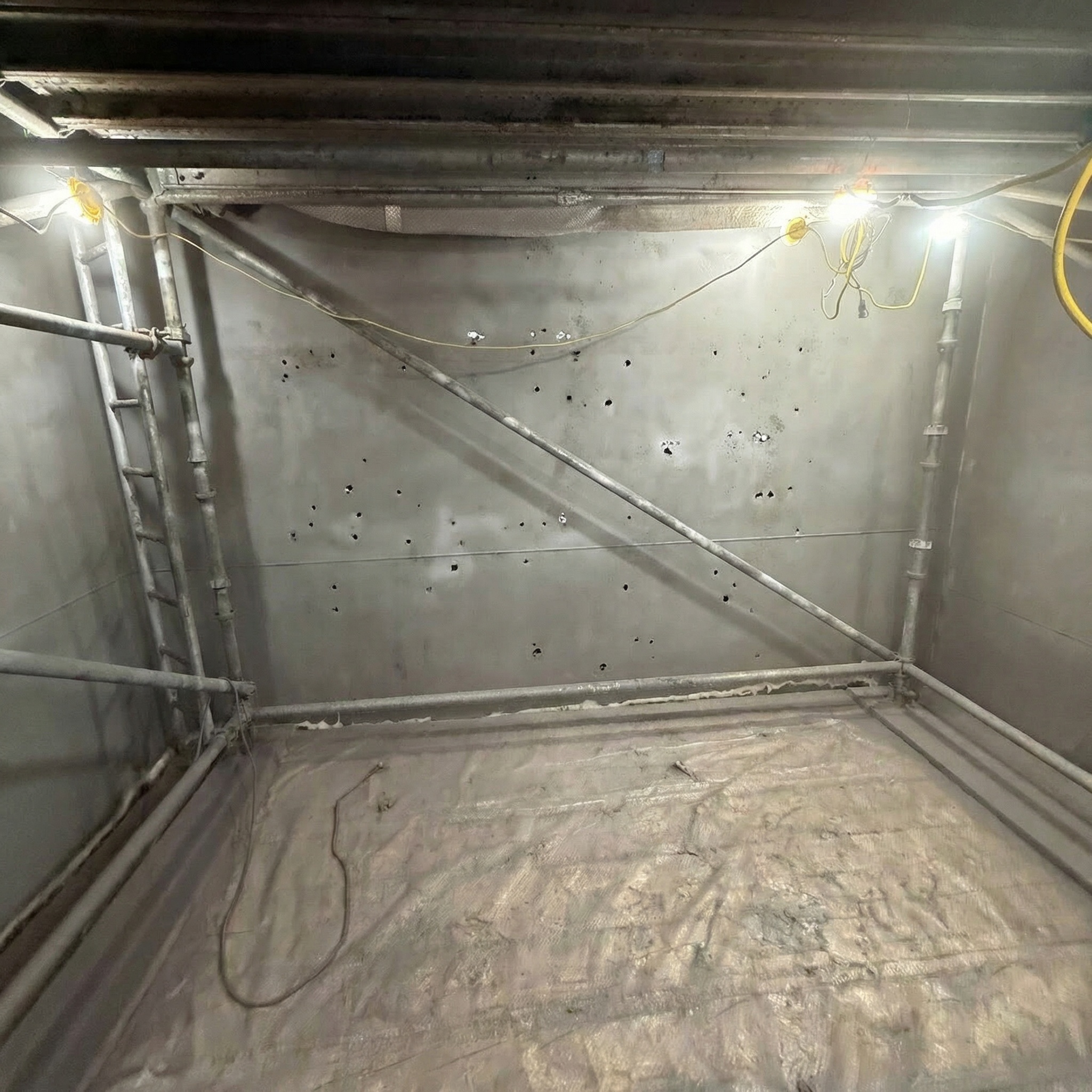 Deteriorated baghouse structure before composite repair