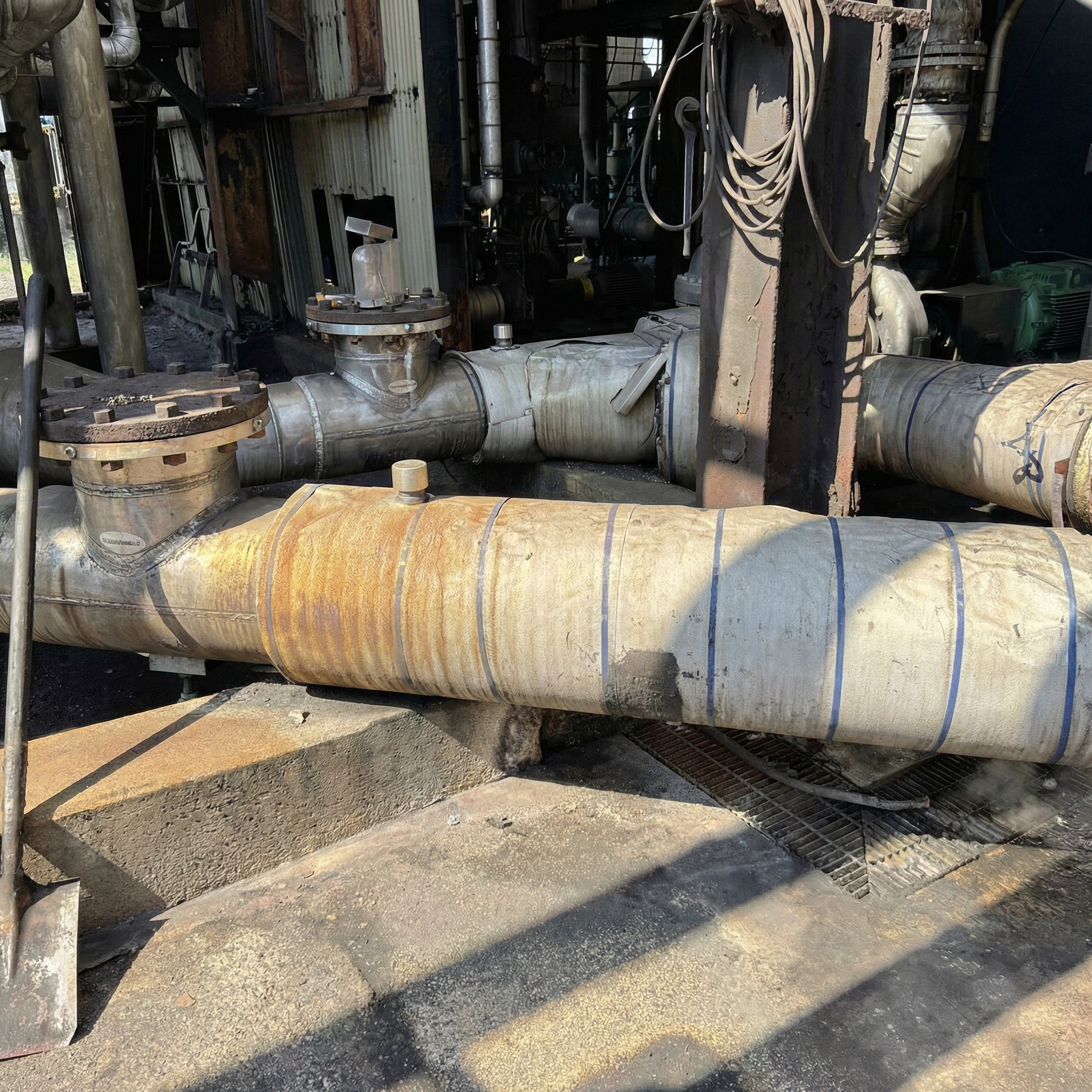 Industrial surface before repair showing deterioration prior to rehabilitation