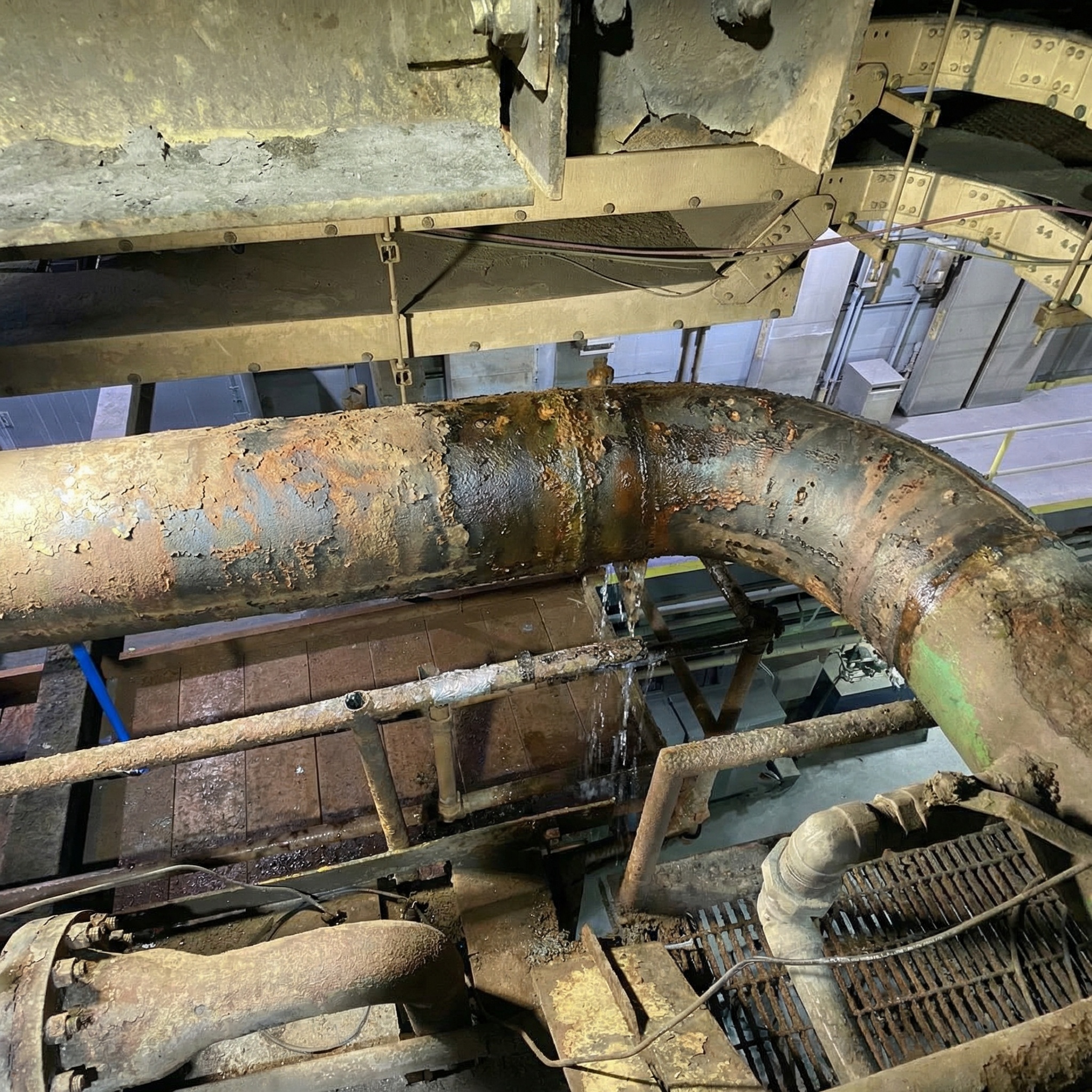Before industrial repair showing deteriorated equipment prior to rehabilitation
