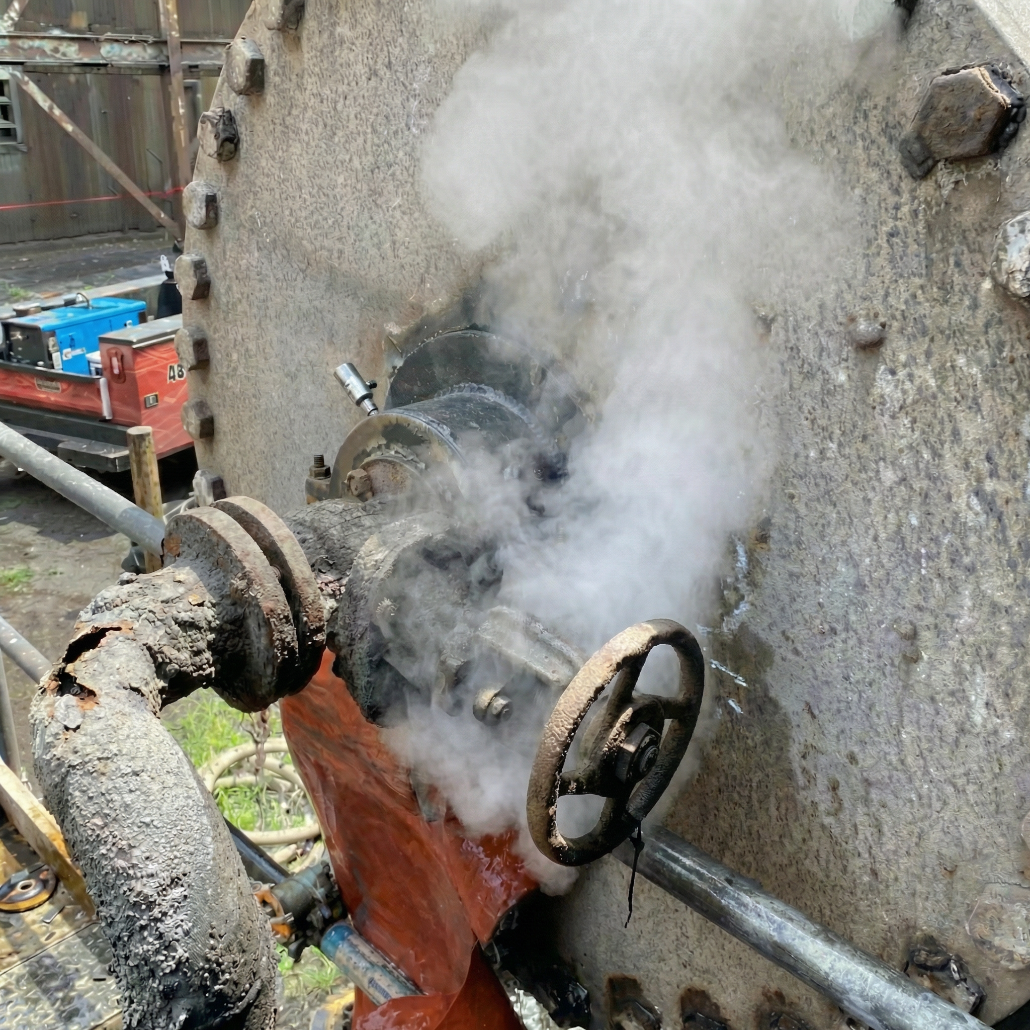 Industrial surface before repair showing deterioration prior to rehabilitation