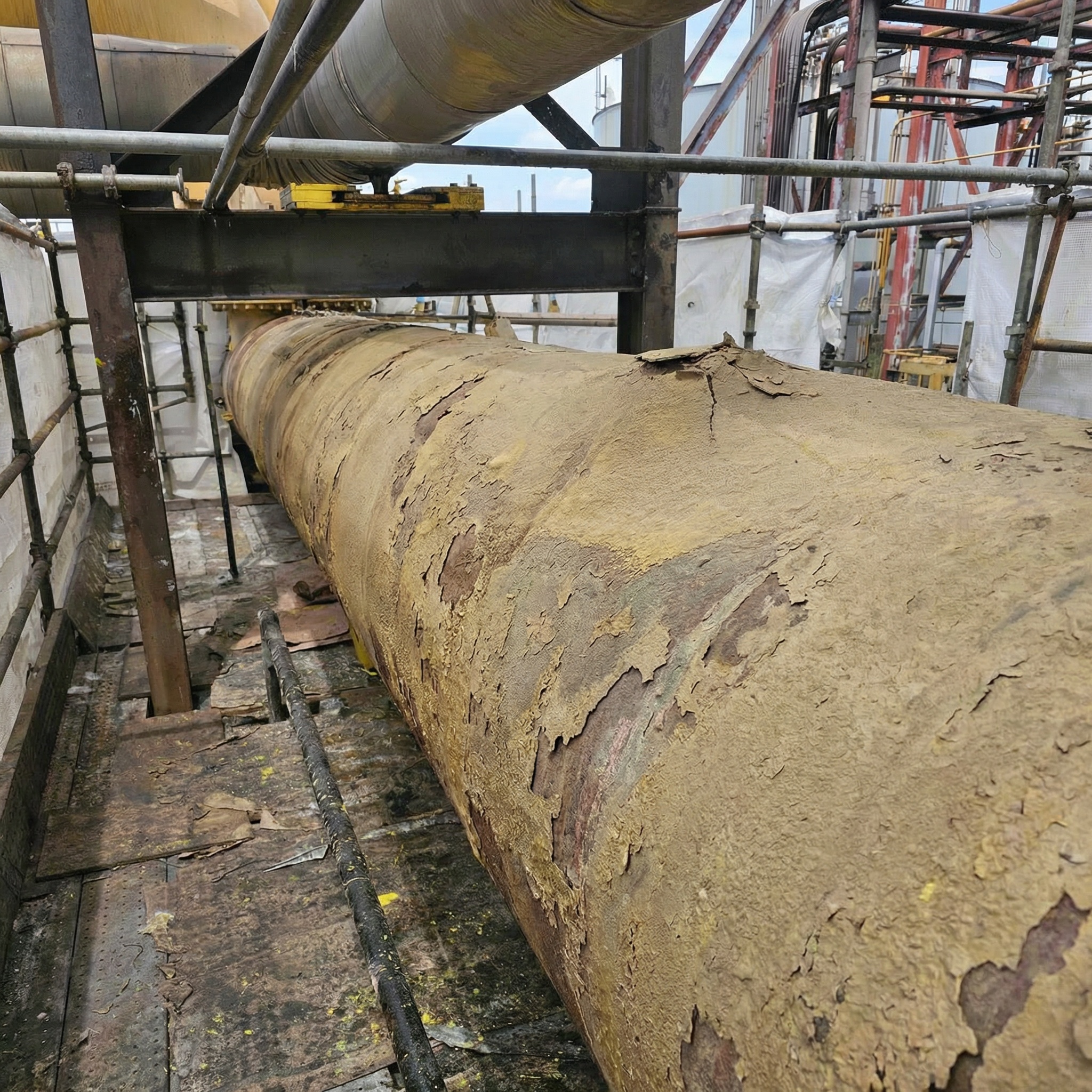 Before industrial repair showing deteriorated equipment prior to composite rehabilitation