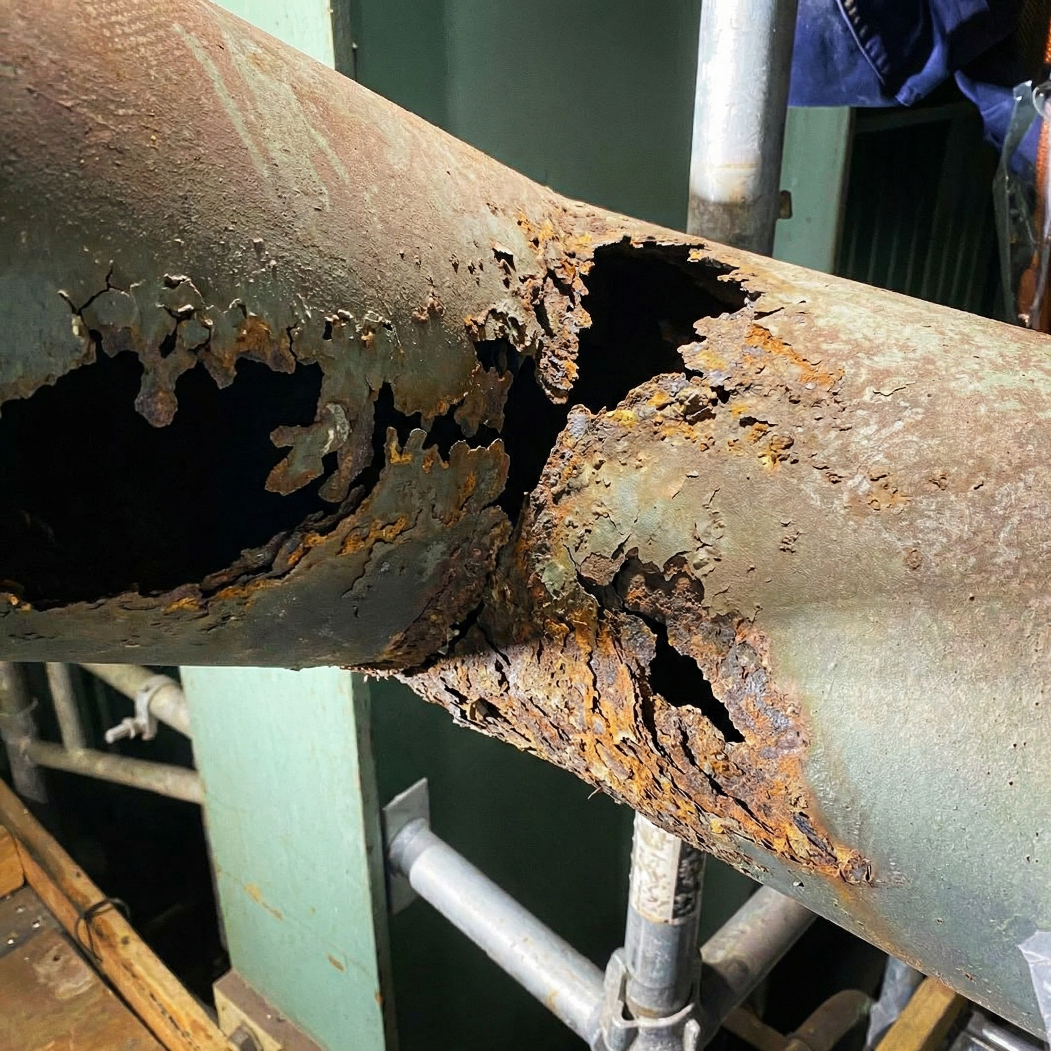 Industrial pipeline exposed to corrosion and operational stress