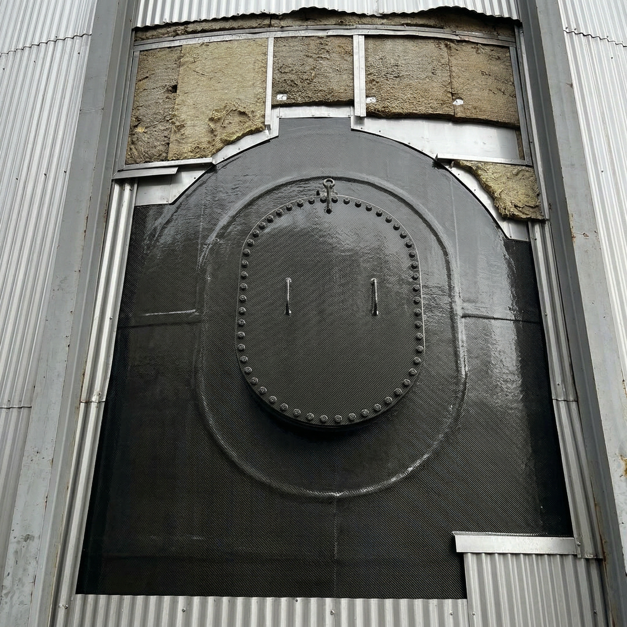 Industrial tank after composite repair showing restored protection