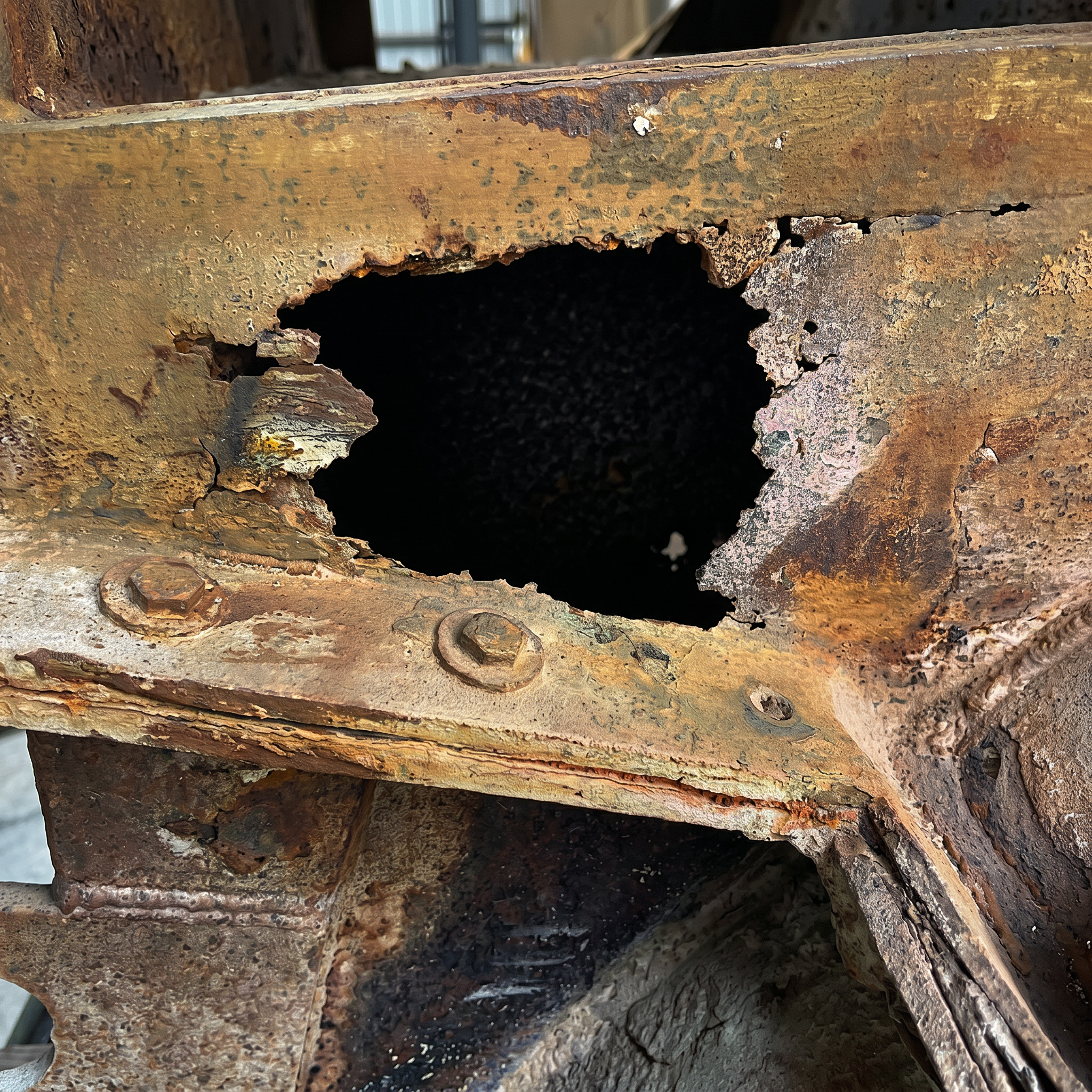 Before composite repair showing deteriorated chemical piping system